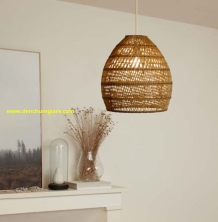 Đèn thả mây tre dáng bình hoa màu nâu/sữa MT11