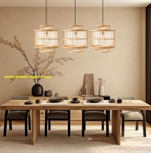 Đèn mây tre hình hai trụ tròn kiểu đan đơn giản MT130