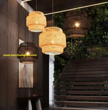 Đèn mây tre hai trụ lồng nhau MT46