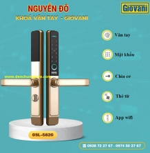 Khoá vân tay cửa nhôm GIOVANI GSL-582 Gold tiêu chuẩn Hàn Quốc với 5 tính năng nổi bật