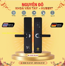 Khoá vân tay cửa gỗ HUBERT HB CG59 Rough Black/Amber Gold tiêu chuẩn Đức với 5 tính năng nổi bật