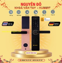 Khoá vân tay cửa gỗ HUBERT HB CG75 Black/Rose Gold tiêu chuẩn Đức với 7 tính năng nổi bật