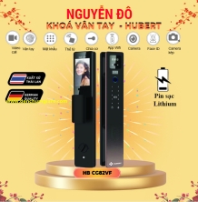 Khoá vân tay cửa gỗ HUBERT HB CG82VF tiêu chuẩn Đức, Pin sạc Lithium với 9 tính năng nổi bật