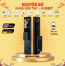 Khoá vân tay cửa gỗ HUBERT HB CG87VF TITAN tiêu chuẩn Đức, Pin sạc Lithium với 9 tính năng nổi bật