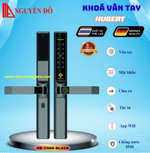 Khoá vân tay cửa nhôm HUBERT HB CN68 Rough Black/Silver Grey tiêu chuẩn Đức với 6 tính năng nổi bật