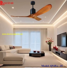 Quạt trần cánh gỗ 3 cánh QViFa – 25 công suất 40W, động cơ DC tiết kiệm điện, điều khiển từ xa bằng Remote