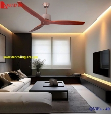 Quạt trần cánh gỗ 3 cánh QViFa – 40 công suất 40W, động cơ DC tiết kiệm điện, điều khiển từ xa bằng Remote