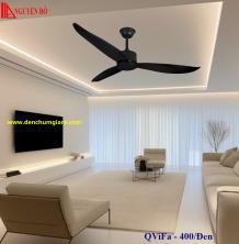 Quạt trần 3 cánh QViFa – 400/Đen công suất 40W, động cơ DC tiết kiệm điện, điều khiển từ xa bằng Remote