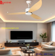 Quạt trần 3 cánh QViFa – 400/Vàng công suất 40W, động cơ DC tiết kiệm điện, điều khiển từ xa bằng Remote