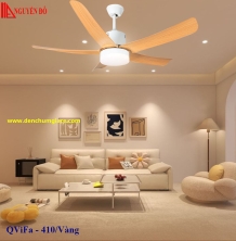 Quạt trần cánh nhựa có đèn QViFa - 410/Vàng công suất 40W, động cơ DC tiết kiệm điện, đèn led 3 chế độ ánh sáng, điều khiển từ xa bằng Remote