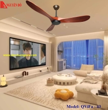 Quạt trần cánh gỗ 3 cánh QViFa – 43 công suất 40W, động cơ DC tiết kiệm điện, điều khiển từ xa bằng Remote