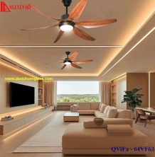 Quạt trần cánh nhựa có đèn QViFa - 64VF63 công suất 40W, động cơ DC tiết kiệm điện, đèn led 3 chế độ ánh sáng, điều khiển từ xa bằng Remote