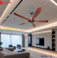 Quạt trần cánh gỗ 5 cánh QViFa – 76 công suất 40W, động cơ DC tiết kiệm điện, điều khiển từ xa bằng Remote