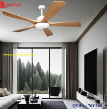 Quạt trần cánh gỗ 5 cánh QViFa - 76VF60 công suất 40W, động cơ DC tiết kiệm điện, điều khiển từ xa bằng Remote
