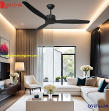 Quạt trần cánh gỗ 3 cánh QViFa – 90 công suất 40W, động cơ DC tiết kiệm điện, điều khiển từ xa bằng Remote