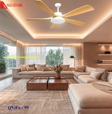 Quạt trần cánh nhựa có đèn QViFa – 95 công suất 40W, động cơ DC tiết kiệm điện, đèn led 3 chế độ ánh sáng, điều khiển từ xa bằng Remote
