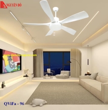 Quạt trần cánh nhựa có đèn QViFa – 96 công suất 40W, động cơ DC tiết kiệm điện, đèn led 3 chế độ ánh sáng, điều khiển từ xa bằng Remote