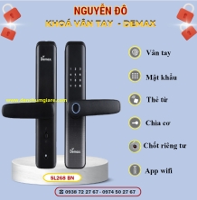 Khoá vân tay cửa gỗ Demax SL268 BN màu Đen Nano tiêu chuẩn Đức với 6 tính năng nổi bật 