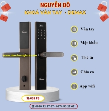 Khoá vân tay cửa gỗ Demax SL638 PB màu Nâu Pastel tiêu chuẩn Đức với 5 tính năng nổi bật 