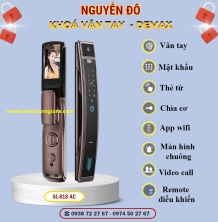 Khoá vân tay cửa gỗ Demax SL818 AC màu Đồng cổ tiêu chuẩn Đức với 7 tính năng nổi bật 