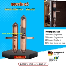 Khoá vân tay cửa đại sảnh Demax SL822 AC mạ đồng đỏ tiêu chuẩn Đức với 4 tính năng nổi bật 