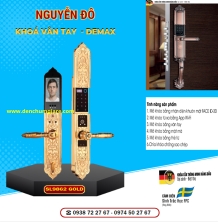Khoá vân tay cửa đại sảnh Demax SL9862 Gold mạ vàng 24k tiêu chuẩn Đức với 6 tính năng nổi bật 