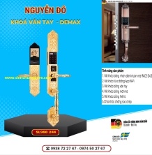Khoá vân tay cửa đại sảnh Demax SL988 24K BRASS mạ vàng 24K tiêu chuẩn Đức với 6 tính năng nổi bật 