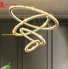 Đèn thả hiện đại, đèn thả pha lê TH-808-21, 3 chế độ ánh sáng, tạo hình với 4 vòng 