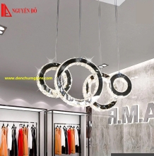 Đèn thả hiện đại, đèn thả pha lê TH-810-21, 3 chế độ ánh sáng, tạo hình với 4 vòng 