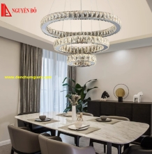 Đèn thả hiện đại, đèn thả pha lê TH-812A-19, 3 chế độ ánh sáng, tạo hình với 3 vòng.