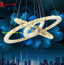 Đèn thả hiện đại, đèn thả pha lê TH-813B-19, 3 chế độ ánh sáng, tạo hình với 3 vòng.