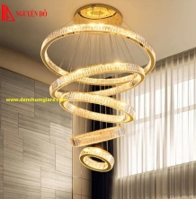 Đèn thả hiện đại, đèn thả pha lê TH-814-21, 3 chế độ ánh sáng, tạo hình với 5 vòng 