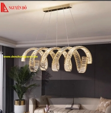 Đèn thả hiện đại, đèn thả pha lê TH-824-24, 3 chế độ ánh sáng, tạo hình bởi vòng xoắn lò xo 