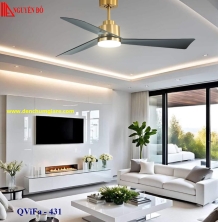 Quạt trần cánh nhựa có đèn QViFa - 431 công suất 40W, động cơ DC tiết kiệm điện, đèn led 3 chế độ ánh sáng, điều khiển từ xa bằng Remote