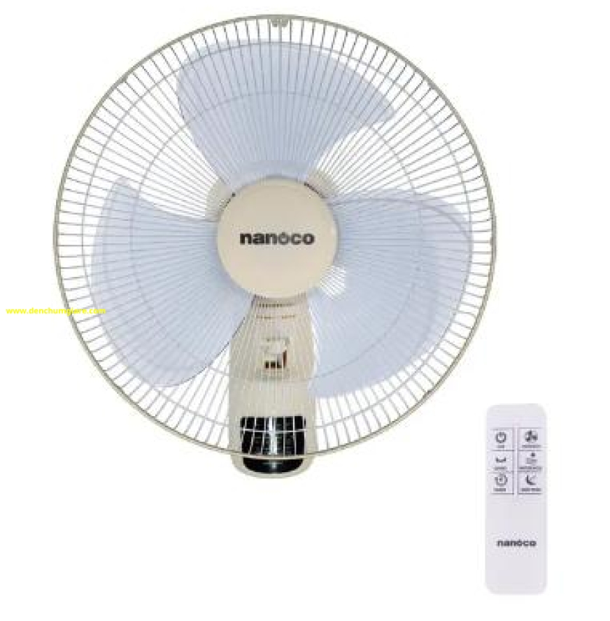 Quạt treo tường có remote màu xanh Nanoco NWF1610RC-BL