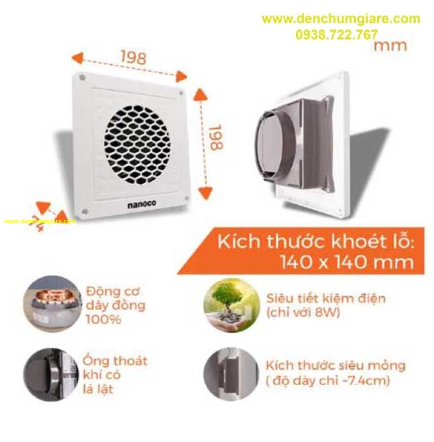Quạt hút âm trần mini Nanoco NMV1421