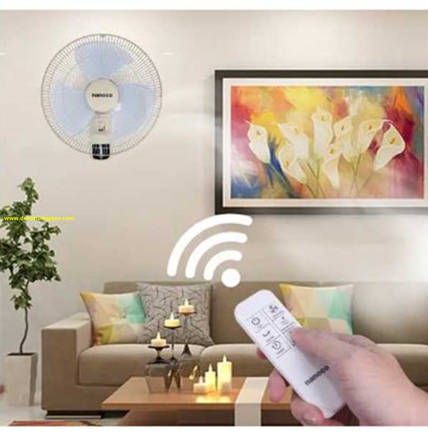 Quạt treo tường có remote màu xám Nanoco NWF1610RC-BE