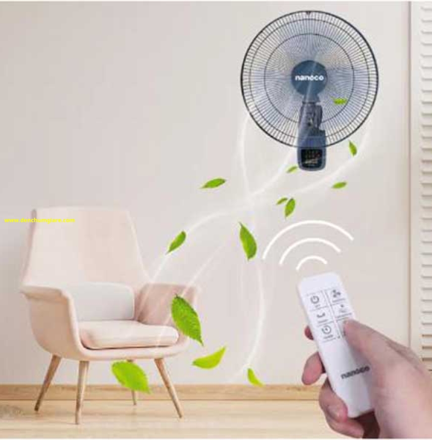 Quạt treo tường có remote màu xanh Nanoco NWF1610RC-BL