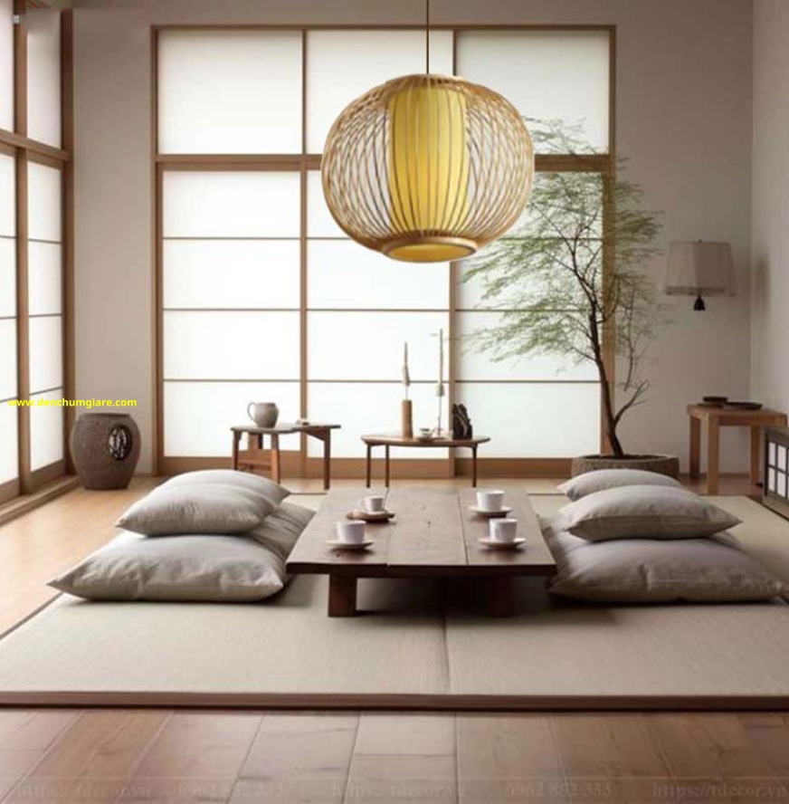 Đèn mây tre hình cầu lồng vải MT140/141
