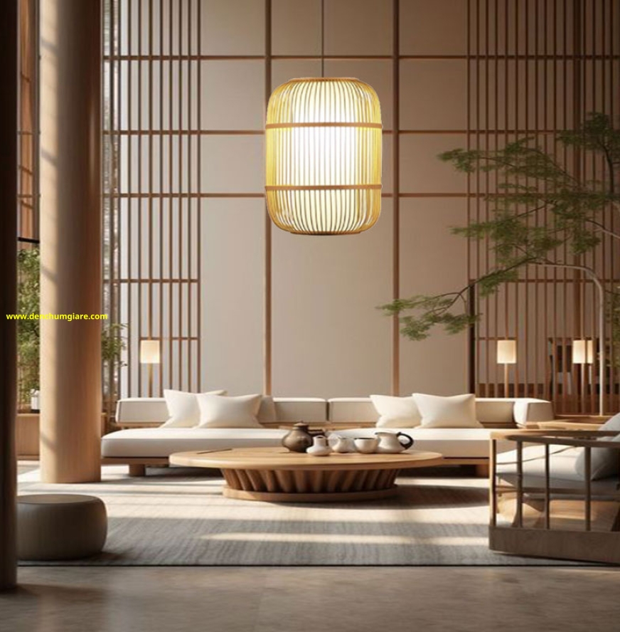 Đèn mây tre hình lồng trụ MT63