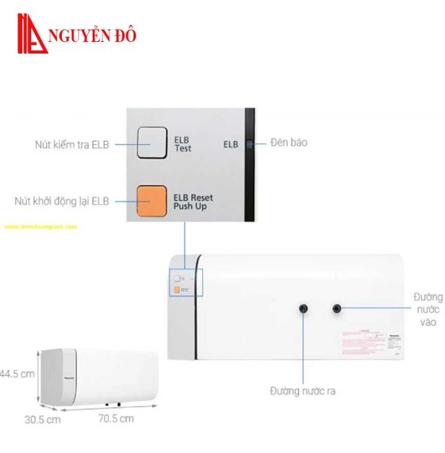 Máy nước nóng gián tiếp Panasonic DH-30HBMVW 2.5KW chống nước IPX4, an toàn và bền bỉ theo thời gian