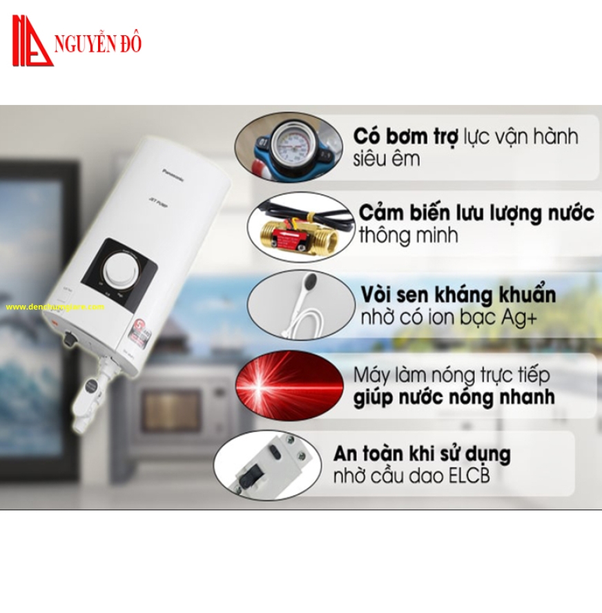 Máy nước nóng trực tiếp Panasonic DH-4NP1VW có bơm trợ lực, dòng cao cấp điều chỉnh nhiệt độ vô cấp 