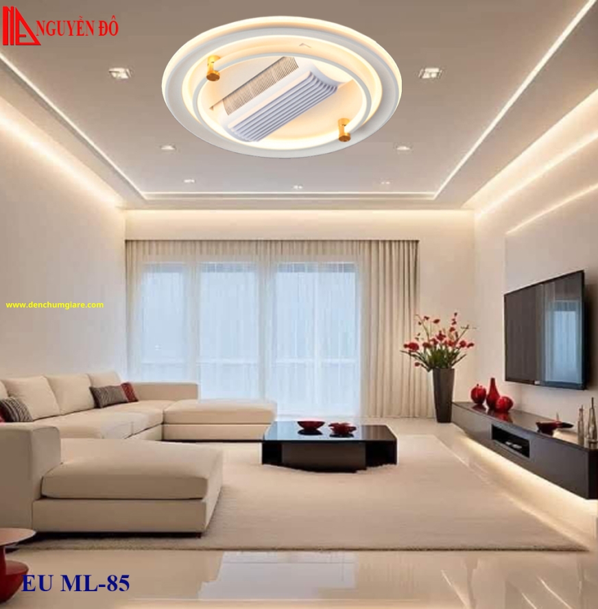 Quạt không cánh, quạt trần không cánh EU ML-85, công suất 25W, điều khiển bằng Remote, bóng led 3 chế độ ánh sáng