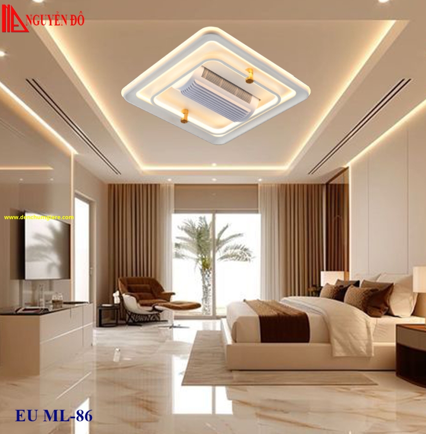 Quạt không cánh, quạt trần không cánh EUML-86, công suất 25W, điều khiển bằng Remote, bóng led 3 chế độ ánh sáng
