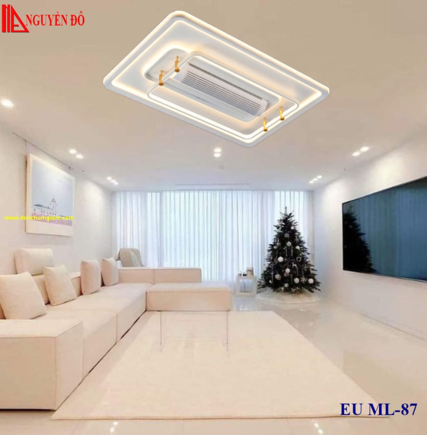 Quạt không cánh, quạt trần không cánh EU ML-87, công suất 30W, điều khiển bằng Remote, bóng led 3 chế độ ánh sáng