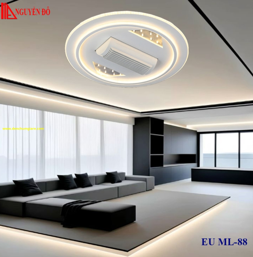 Quạt không cánh, quạt trần không cánh EU ML-88, công suất 25W, điều khiển bằng Remote, bóng led 3 chế độ ánh sáng