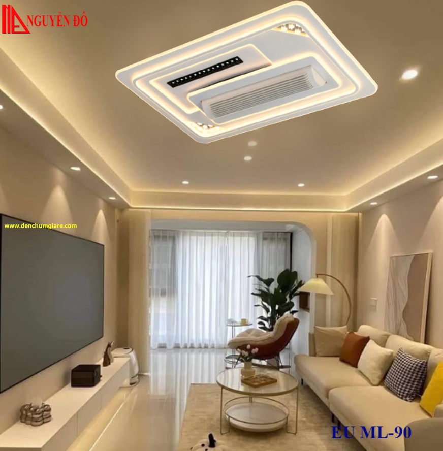 Quạt không cánh, quạt trần không cánh EU ML-90, công suất 30W, điều khiển bằng Remote, bóng led 3 chế độ ánh sáng