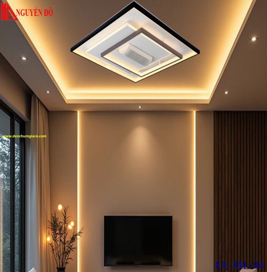 Quạt không cánh, quạt trần không cánh EU ML-94, công suất 30W, điều khiển bằng Remote, bóng led 3 chế độ ánh sáng