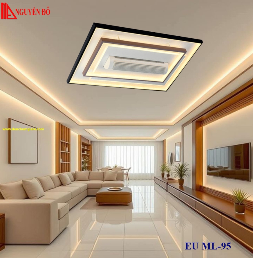 Quạt không cánh, quạt trần không cánh EU ML-95, công suất 30W, điều khiển bằng Remote, bóng led 3 chế độ ánh sáng