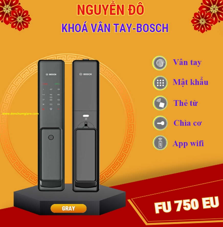 Khoá vân tay BOSCH FU 750 EU chính hãng tiêu chuẩn Đức với 5 tính năng bảo mật